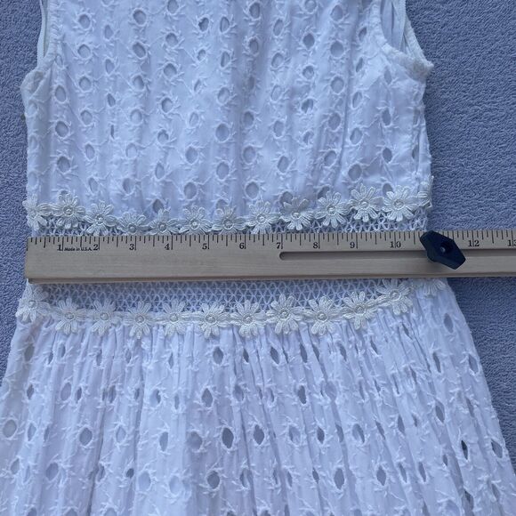 Anthropologie Leifnotes Eyelet Boho Maxi Dress Women's Size 2 White Cotton - Picture 7 of 13